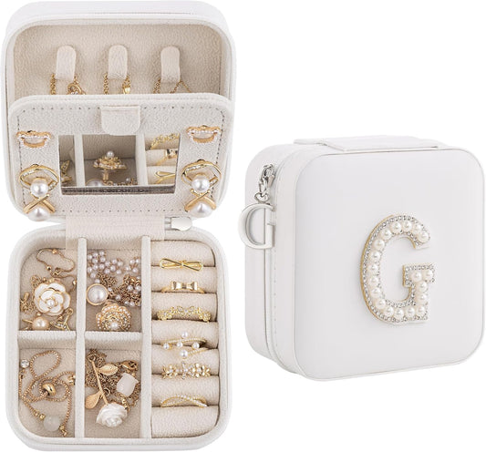 Birthday Gifts For Women, Initial Jewelry Box, Travel Jewelry Case, Gifts for Wife Girlfriend, Small Travel Jewelry Organizer, Gift for Girls, Graduation Gifts for Her, Bridesmaid Gifts