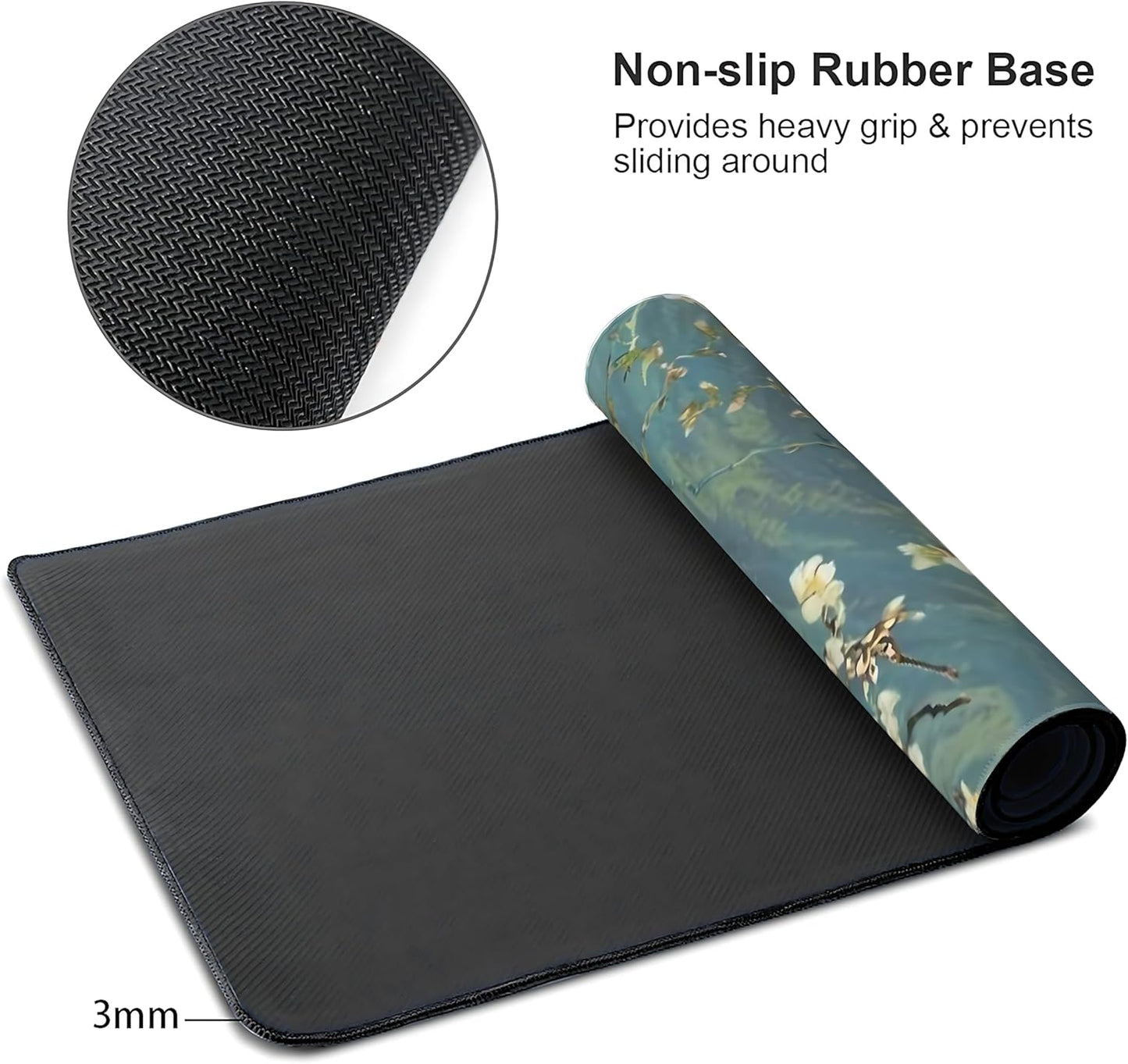 Almond Blossoms Large Mouse Pad,Gaming Keyboard Desk Pad,Extended Mouse Mat Non-Slip Rubber Base with Stitched Edges for Office Game Home XXL 35.4"x15.7"