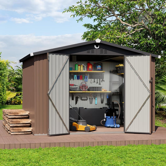 Metal Storage Shed,10x8 Outdoor Storage Building,Large Backyard Sheds with Lockable Doors,Waterproof Outside Storage Sheds