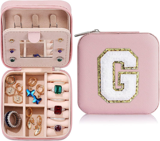 Parima Christmas Gifts for Girls - Jewelry Box for Girls Fashion, Travel Jewelry Case Jewelry Organizer Box for Teen Girls Gifts | Birthday Gifts Christmas Gifts - Letter G, Pink