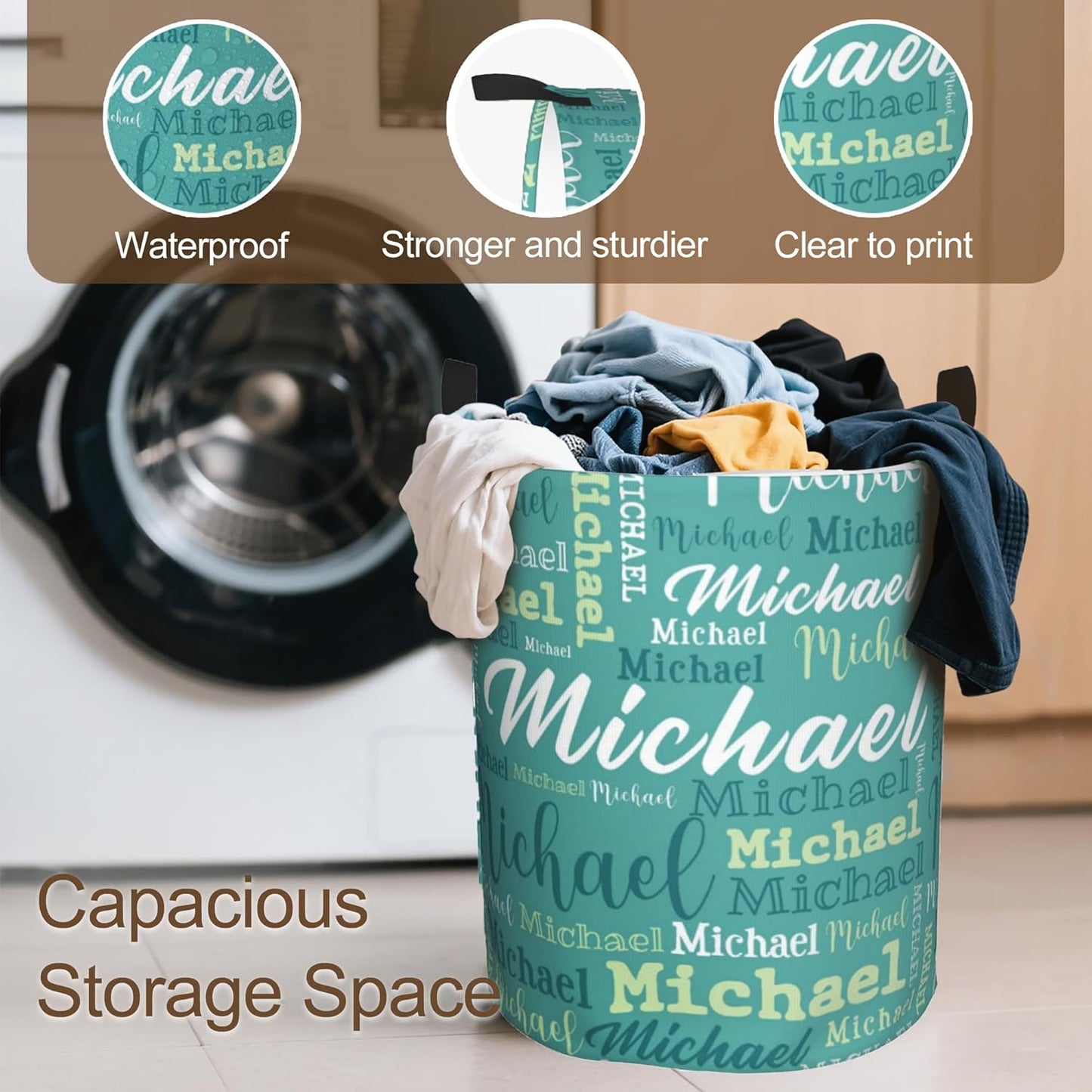 Custom Name Laundry Hamper, Personalized Laundry Baskets with Name for Boys Girls Women Men, Customized Collapsible Dirty Clothes Hamper Easy Storage Gifts for Bedroom Bathroom Living Room
