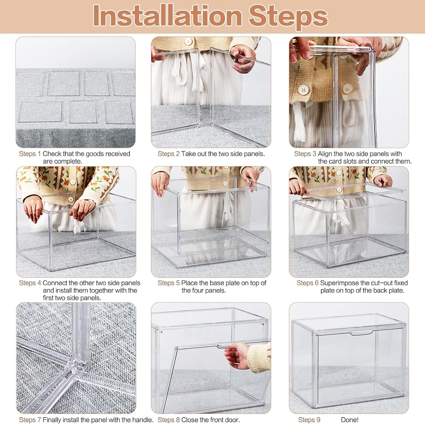4 Packs Clear Handbag Storage Organizer for Closet, Acrylic Display Case for Purse Handbag, Stackable Purse Organizer Storage Box with Magnetic Door for Wallet Book Toys Collectibles