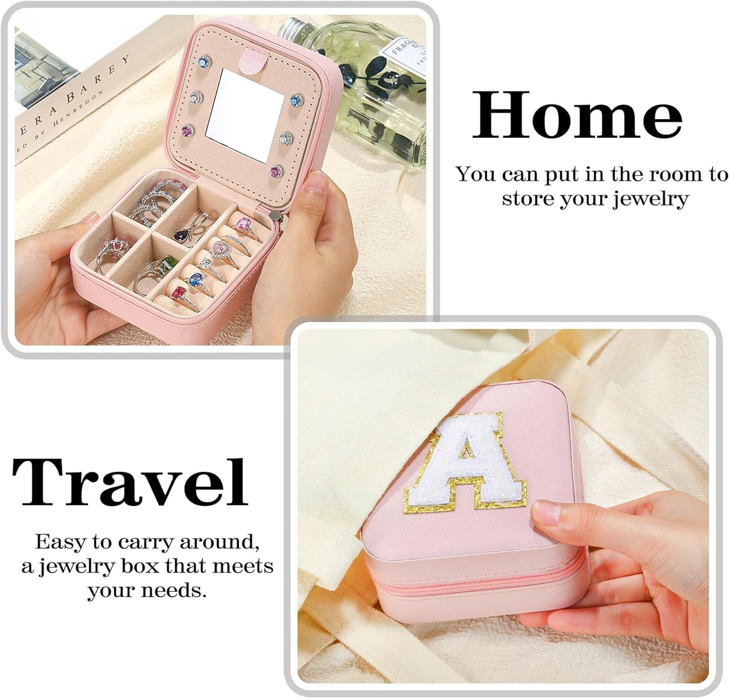 Parima Teacher Appreciation Gifts - Women's Travel Jewelry Case | Travel Essentials Small Jewelry Box - Letter Z, Pink