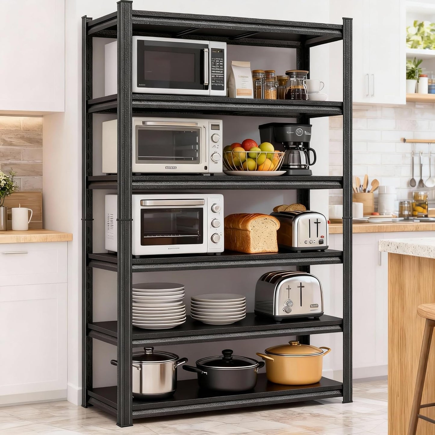 Heavy Duty Steel Metal Shelving Storage Shelves for Pantry/Kitchen/Laundry/Commercial/Garage/Basement, 36" Wx16 Dx78 H, 3000LBS Capacity, Adjustable, Brushed Finish,6 Tier Tall Shelf