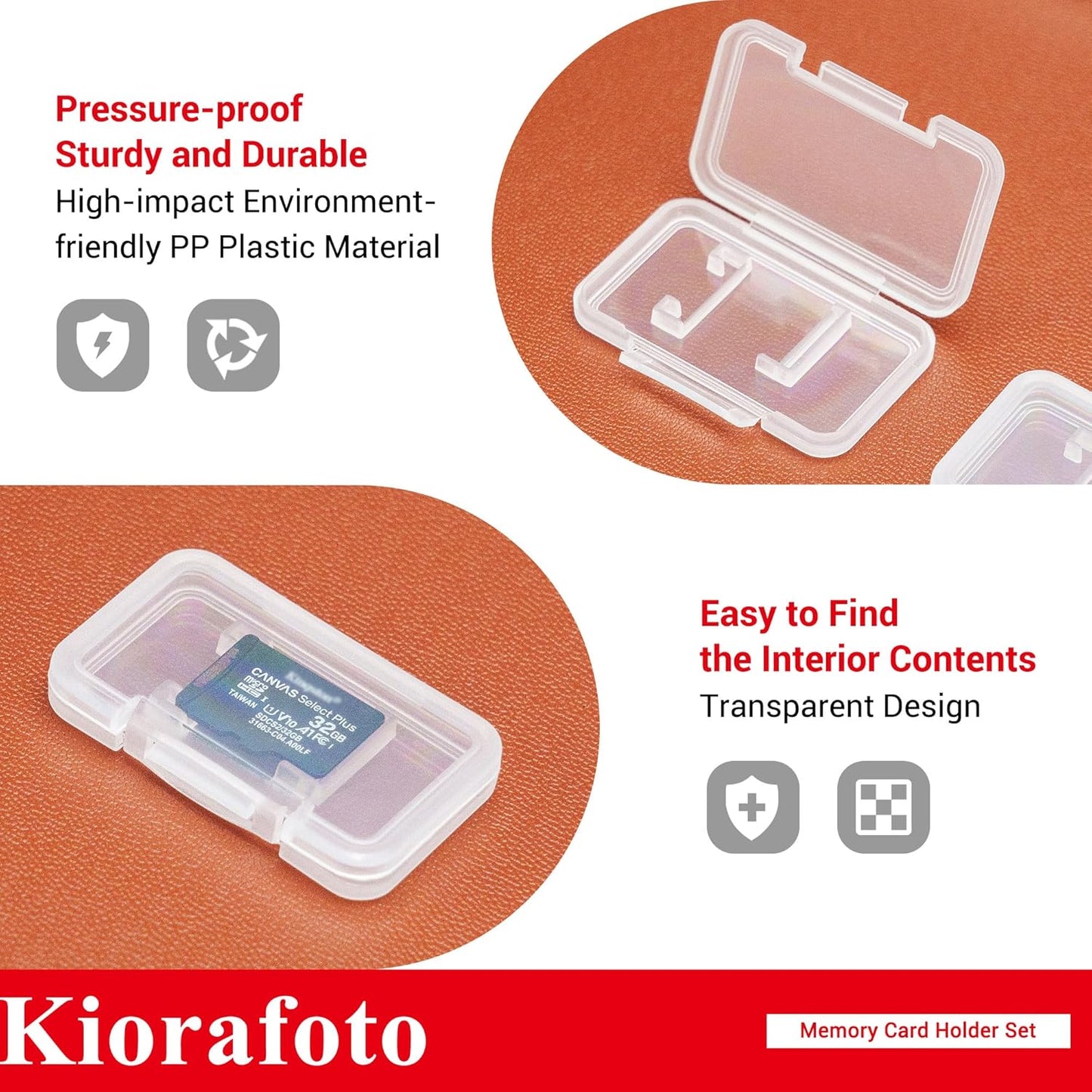 Kiorafoto 18 PCS Multi-Color Clear Plastic Memory Card Holder Case for 18 Micro SD SDXC SDHC TF Cards, Transparent MicroSD MSD Memory Card Case Storage Organizer with Labels