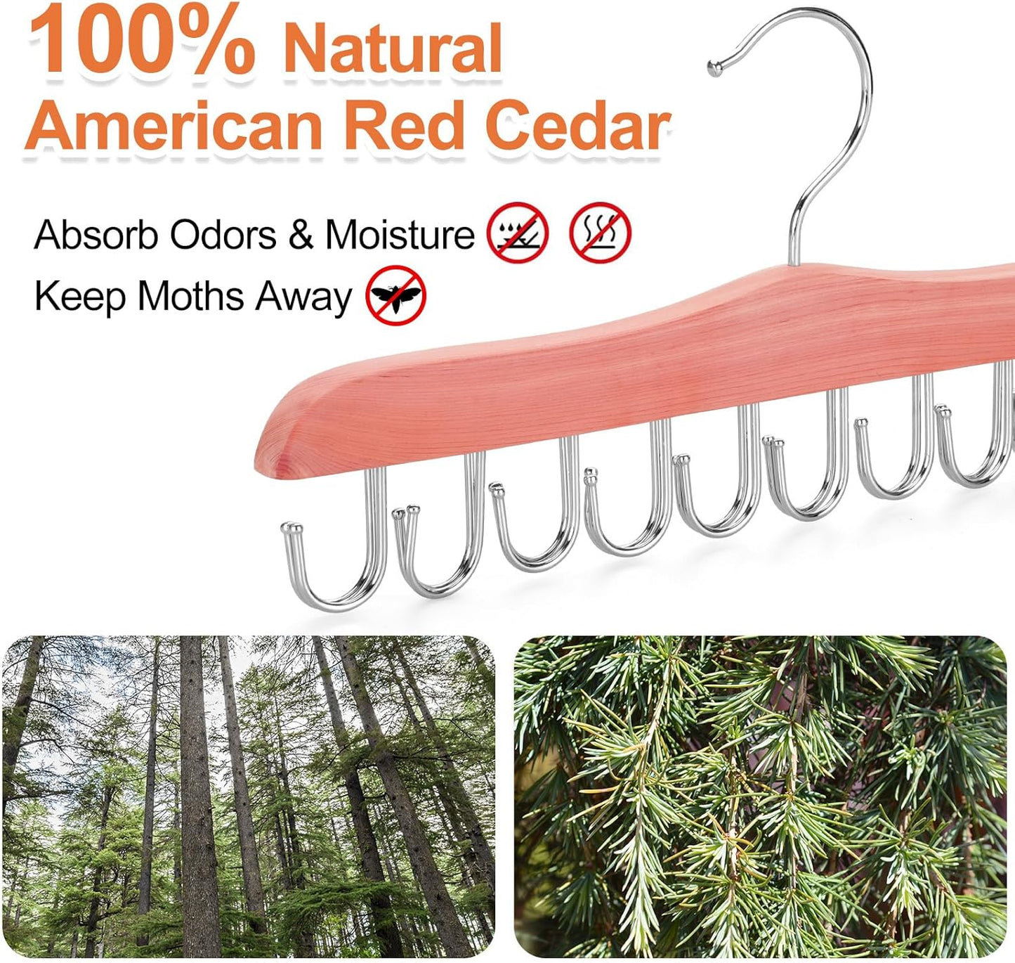 TOPIA HANGER Bra Hangers for Closet Organizer, Cedar Wooden Hangers with 20 Hooks, 2 Packs Hold Up to 80 Bras, Tank Top Hanger Space Saving, Belt Hanger-CT58U