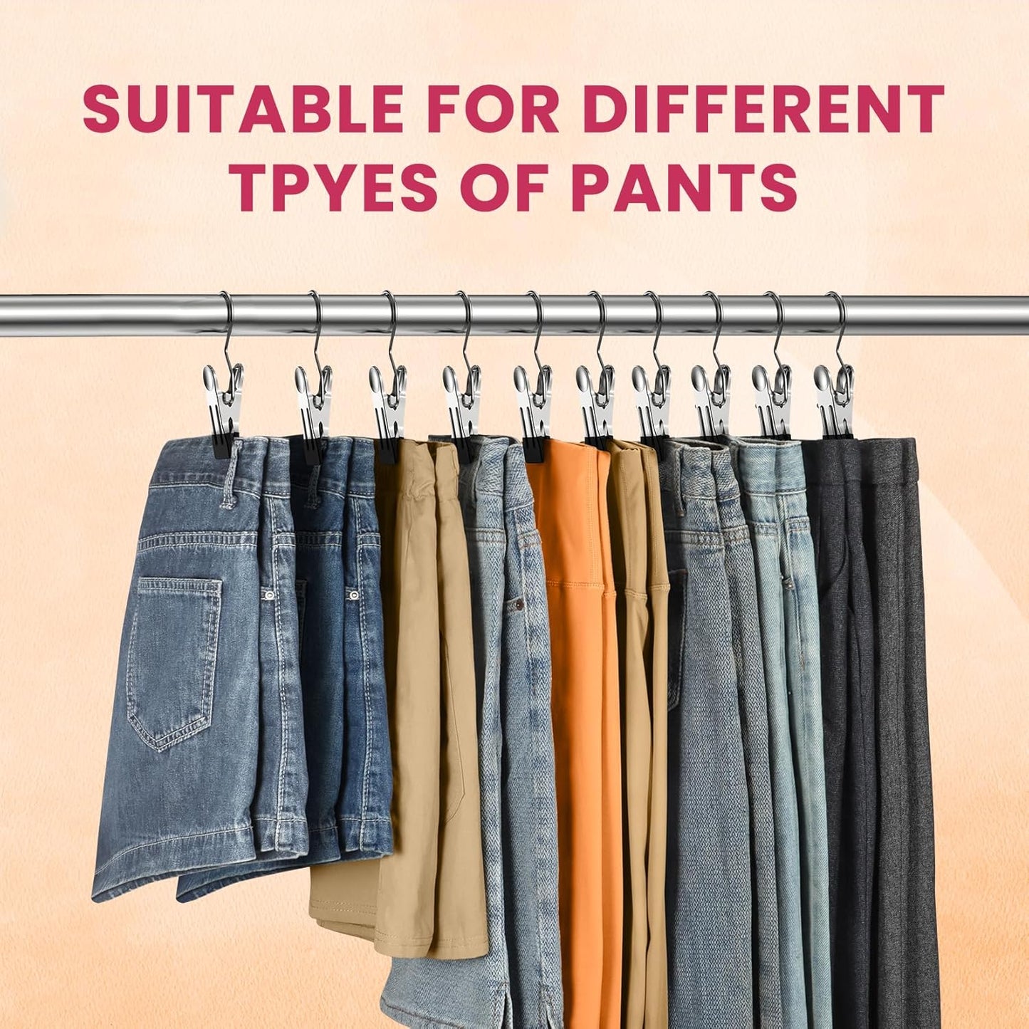 30 Pack Pants Hangers with Clip,Legging Organizer for Closet Hanging, Space Saving Yoga Pants Hangers Clip Hangers Closet Organization,Closet Organizers and Storage for Jeans,Shorts,Skirts,Hats