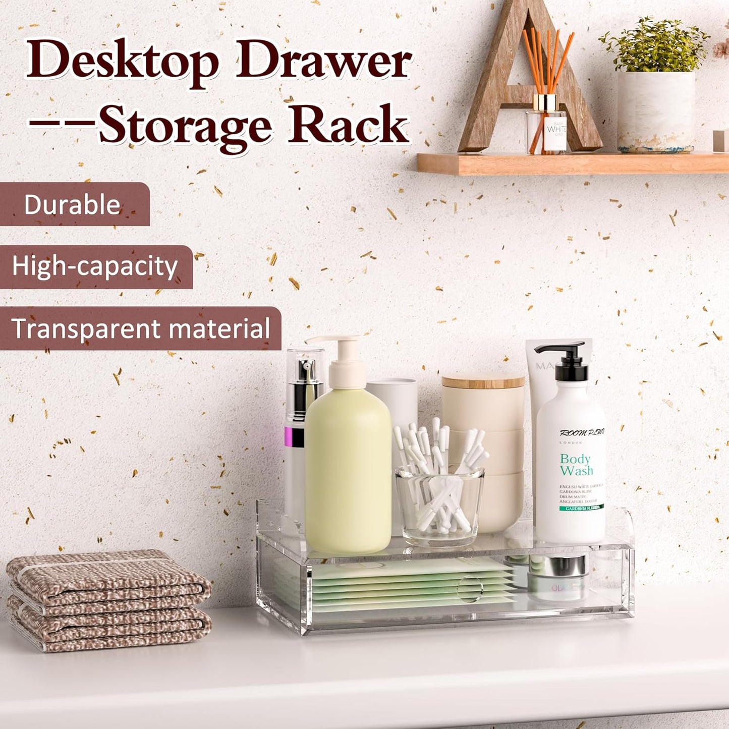 Acrylic Desk Organizer 12 "x 6.7" x 4", Clear Desktop Drawer Tabletop Storage Organization for Office Home Makeup Skincare Jewelry