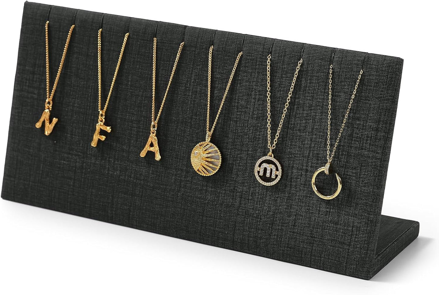 Leather Necklace Display Stand with Hooks for Jewelry Storage Display (Black)