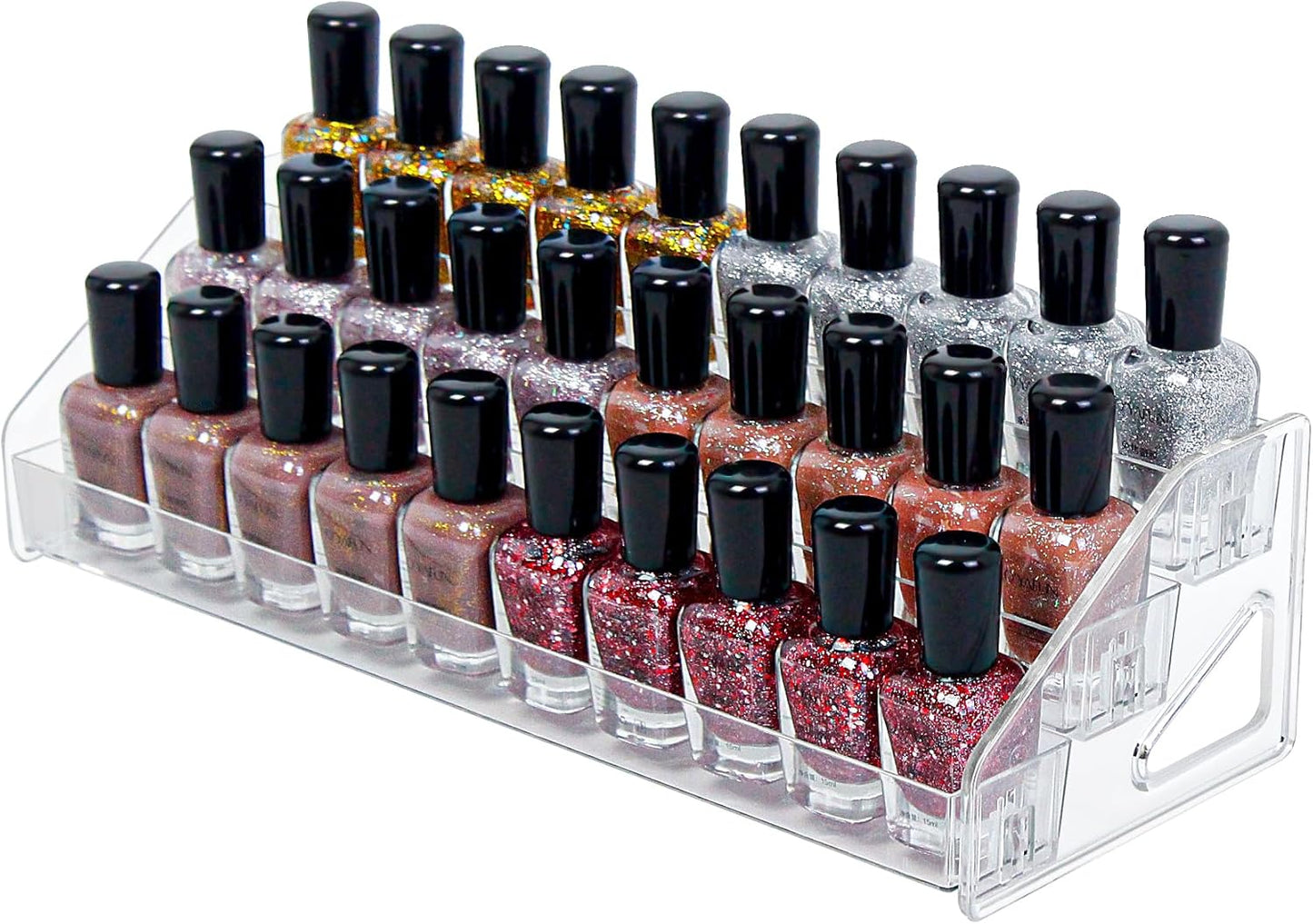 3-Tier Clear Acrylic Nail Polish Storage, Holds 24-48 Bottles, Multi-Purpose Nail Polish Rack, Sunglasses, Essential Oils and Cosmetics
