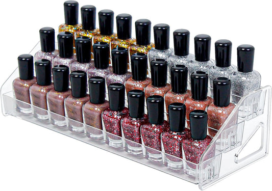 3-Tier Clear Acrylic Nail Polish Storage, Holds 24-48 Bottles, Multi-Purpose Nail Polish Rack, Sunglasses, Essential Oils and Cosmetics