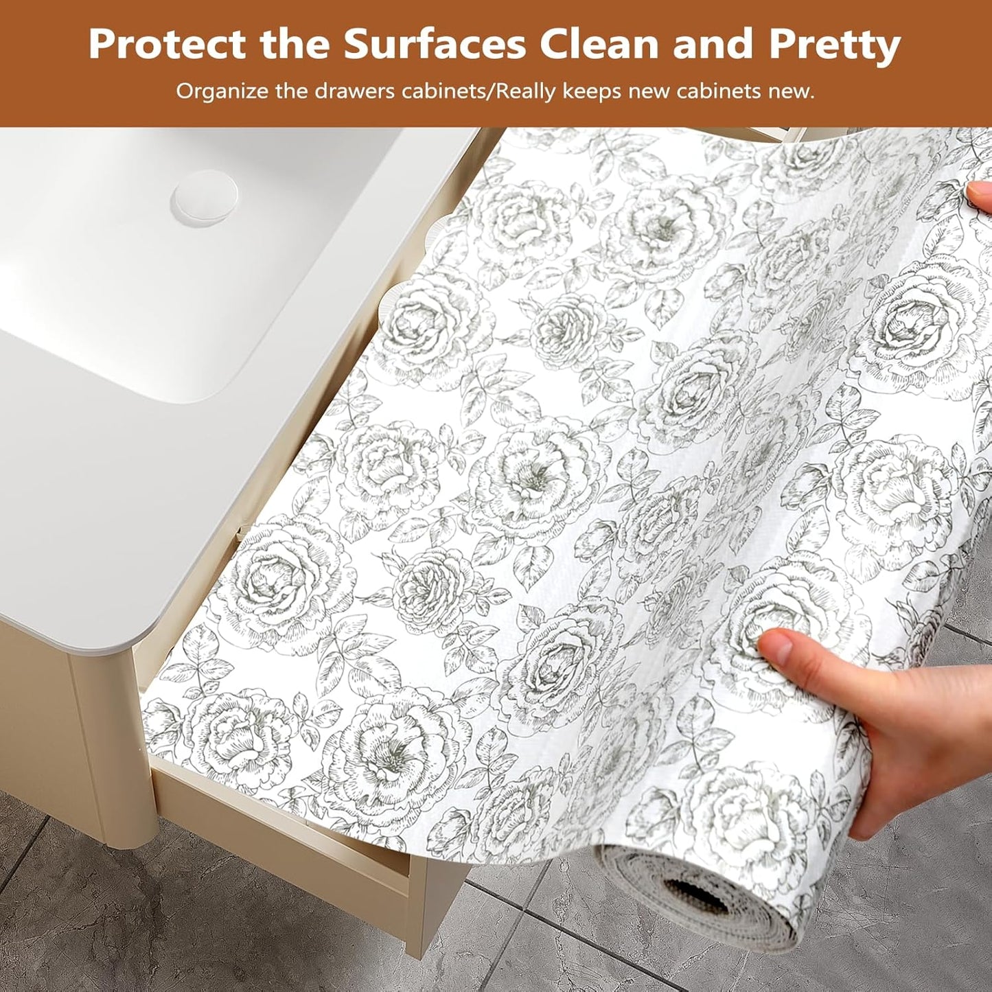 Shelf Drawer Liner for Kitchen Cabinets Non Adhesive, Slip Resistant Strong Grip Thickened Cabinet Liners for Shelves, Non Slip Plastic Shelving Paper for Cupboard, Dresser, Pantry(Rose, 11.8" x 20FT)