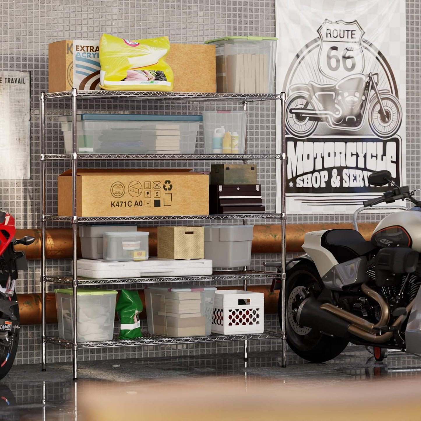 21" Deep x 54" Wide x 64" Height Wire Shelving Kit | 5-Tier | NSF Commercial Storage Rack Unit