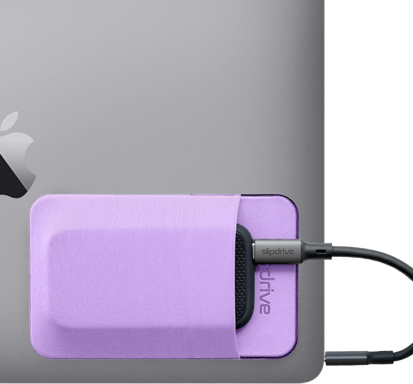 Slipdrive - Portable Hard Drive Sleeve for Laptop - SSD Solid State Drive - Reusable Adhesive - Stick on External Hard Drive Carrying Case - Travel Pocket Pouch (Small, Purple)