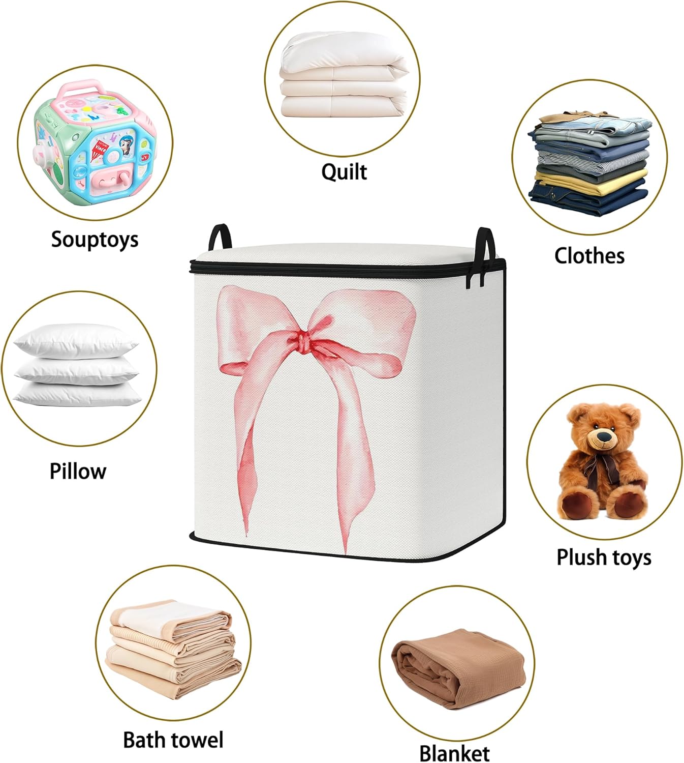Large Comforter Storage Bag with Zipper,Closet Organizer for Clothes/Blankets/Quilts/Pillows,Fabric Storage Bags with Portable Handles 95L(2-Pack)