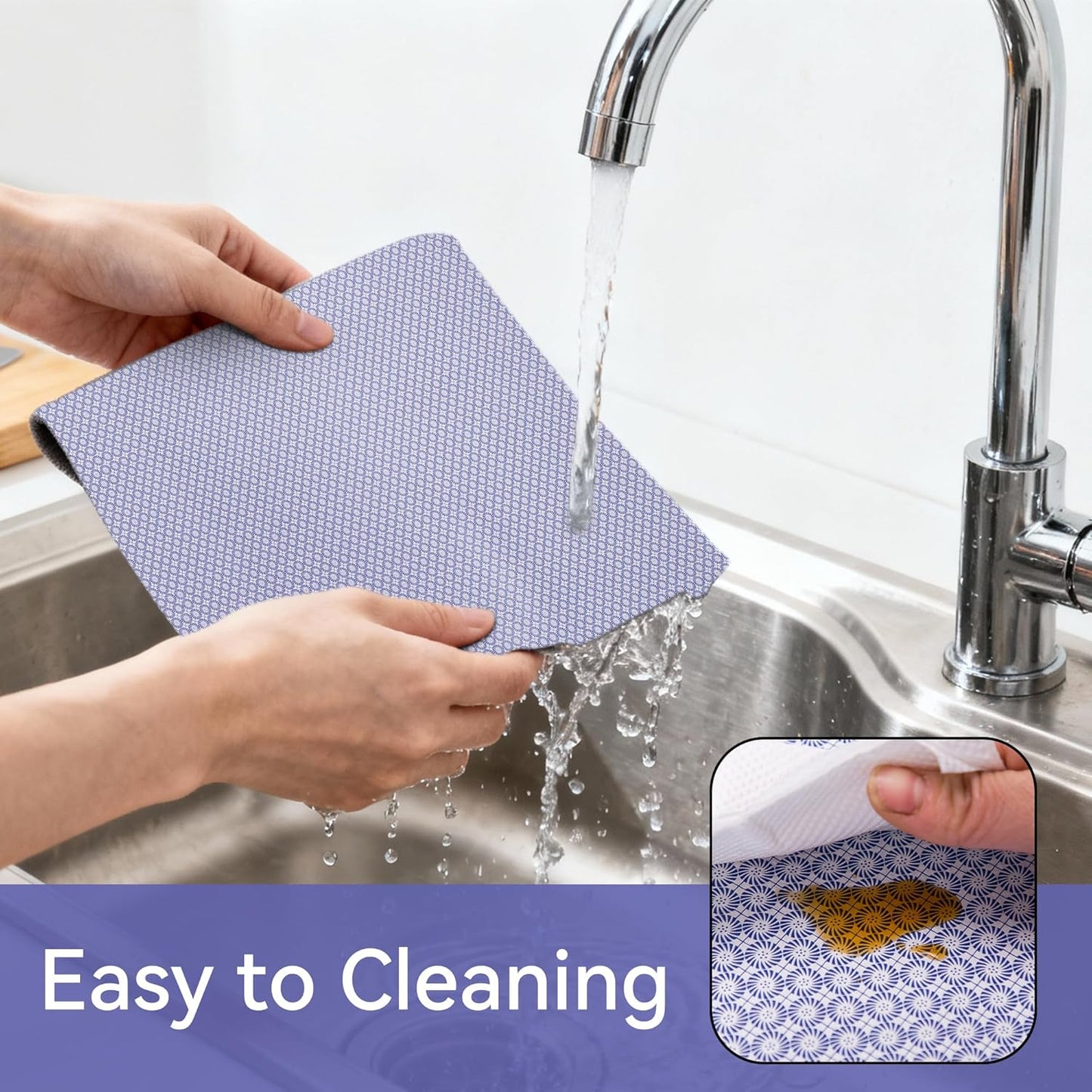FIFTY FEET 12"x120" Non-Adhesive Shelf Liner for Kitchen Cabinets and Drawers, Washable Non-Slip PVC Cabinet Liner (Blue Circle)(1 Roll)