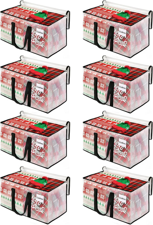 BlissTotes 8-Pack Heavy Duty Extra Large Clear Moving Bags (125L)