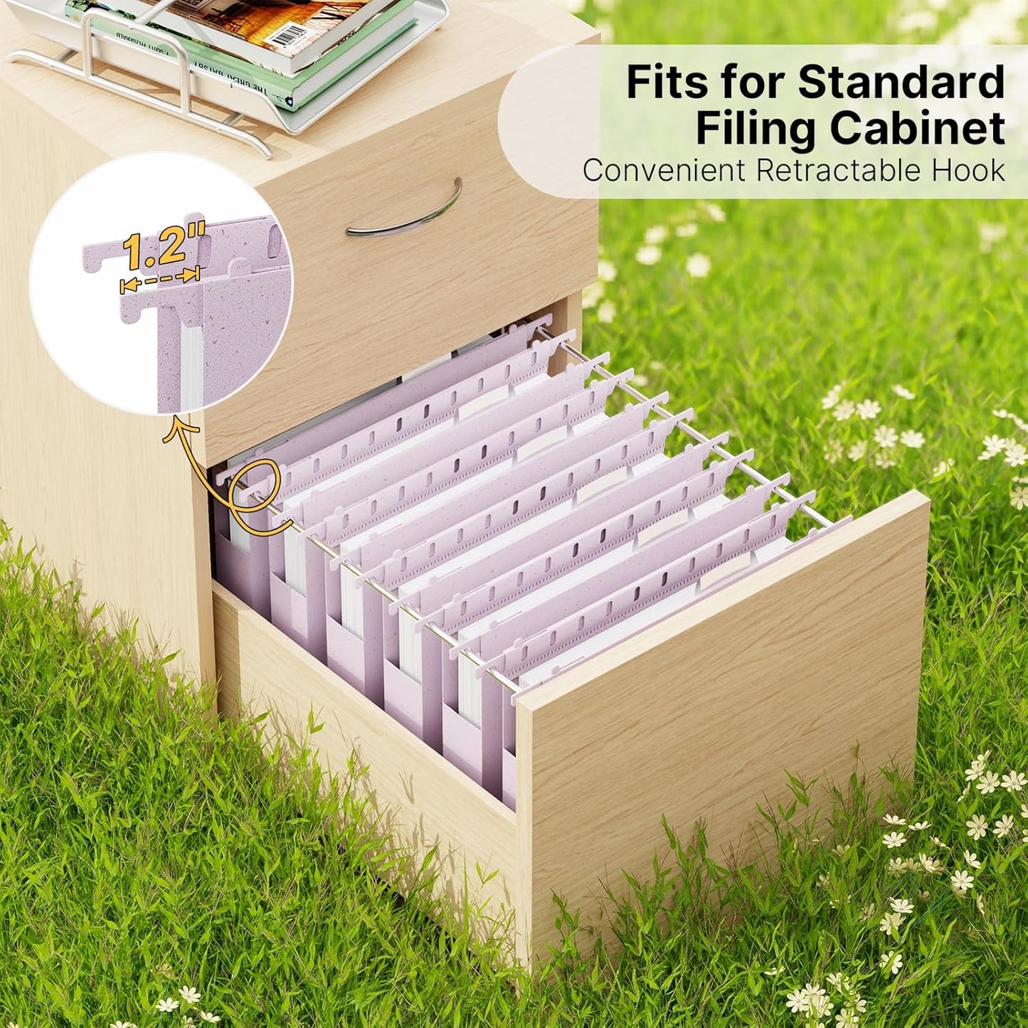 Letter Size Hanging File Folder Extra Capacity,Heavy Duty 1'' Expansion,Wheat Straw Plastic Filing Cabinet Folders,12 Pack Reinforced Morandi Purple File Organizer for File Frame File Box