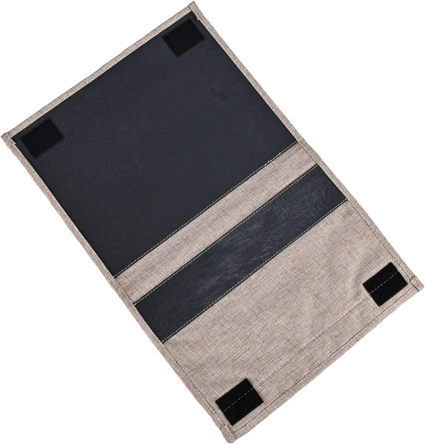 Linen 4 Pockets Bedside Caddy, Bedside Storage Organizer for Magazine, Remotes, Phone (Beige, Classic 4 Pockets)