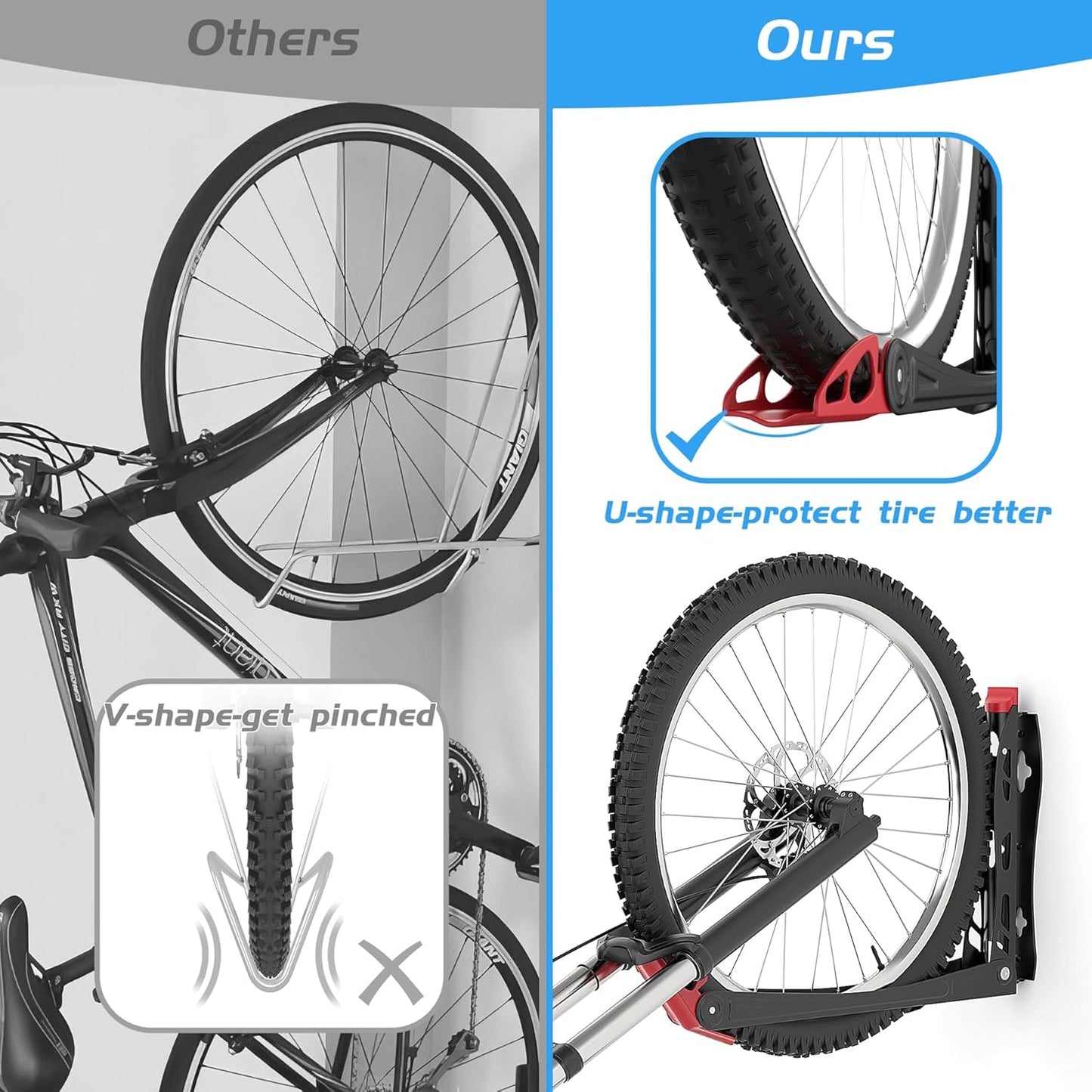 WALMANN BIKEPAL No Lifting Wall Mount Swivel Bike Rack, Vertical Bike Wall Hangers for Garage Space Saving Bike Storage Solution(2 Pack)
