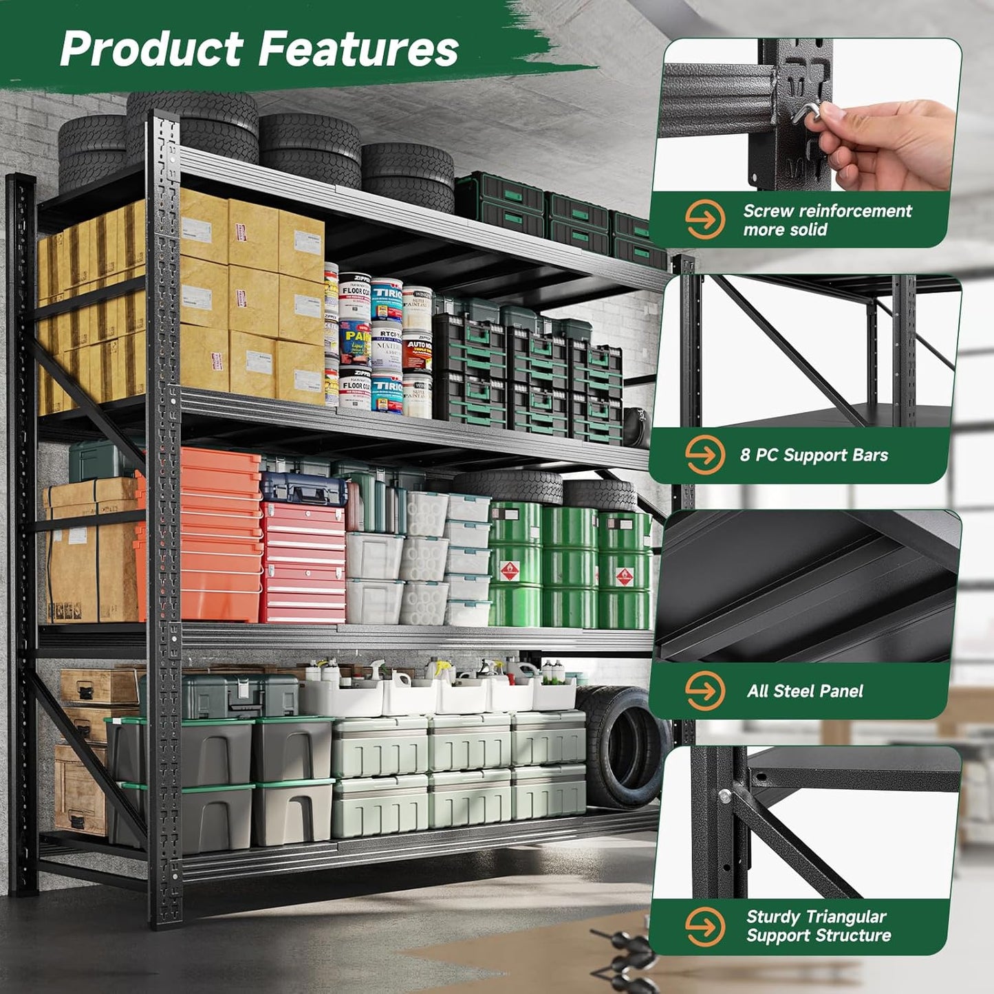 Letaya 6000LBS Storage Shelves Heavy Duty,79" W Garage Shelving Units, 4 Tier Adjustable Utility Rack Shelf,Large Metal Industrial Shelves,for Shop,Warehouse,Basement (79" W x 24" D x 79" H)