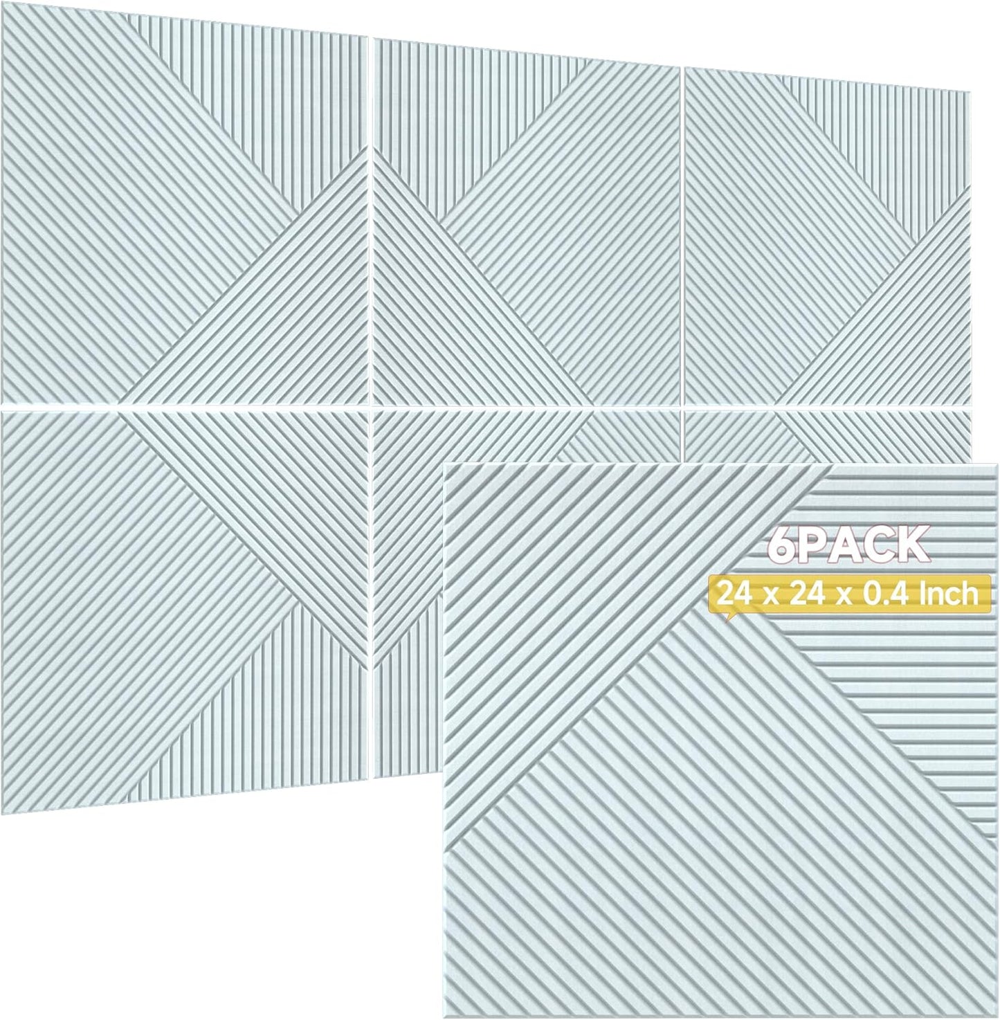 TO-TH Acoustic Wall Panels,6 Pack Total Size 72 x 48 Inches,Self-Adhesive Decorative Acoustic Panels for Wall and ceiling,White