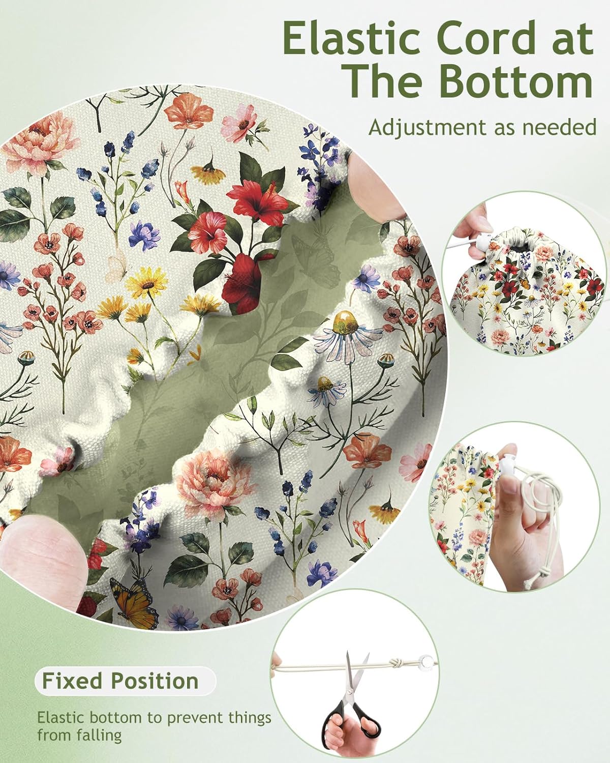 Plastic Bag Holder, Grocery Bag Organizer - 1 Pack Cute Kitchen Dispenser Holders Reusable Shopping Western Hanging Wall with Adjustment Drawstring Closure for Women Home, Floral