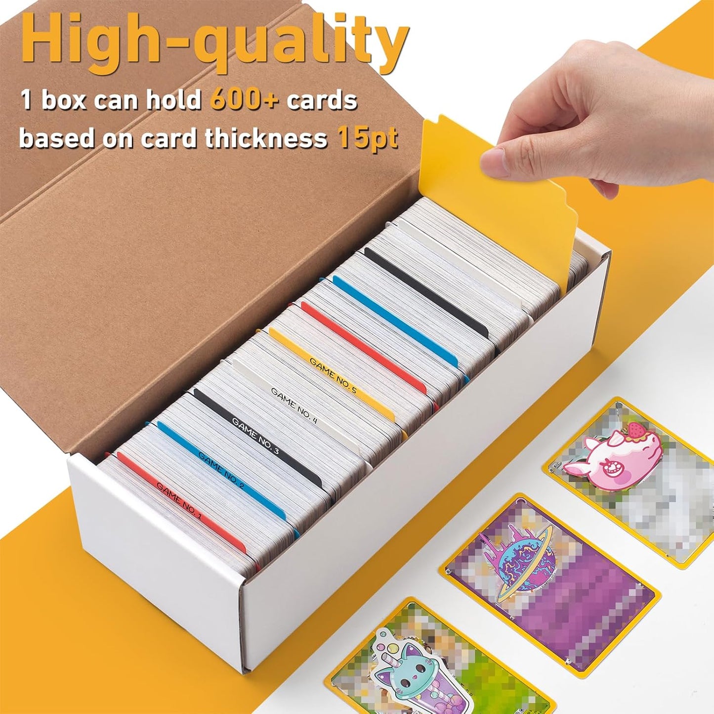 6 Pack Trading Card Storage Box,Cardboard Sports Game Card Storage Collector Boxes with 10 PCS Dividers,Card Organizer for Baseball Football Basketball Cards,Hold 3,600 Standard Trading Cards