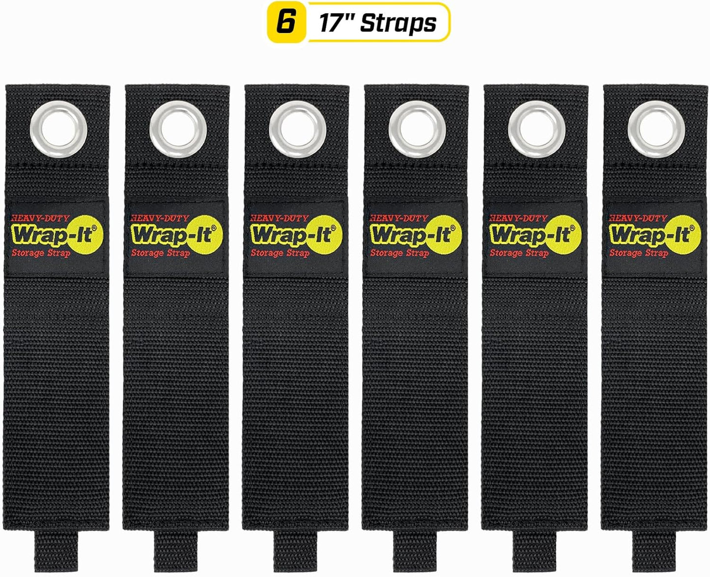 Heavy-Duty Wrap-It Storage Straps, 17-inch (6 Pack) - Extension Cord Organizer, Storage, Cord Straps, Cable Straps for Hoses, Rope, RV, Workshop, Boat, Tools, and Garage Wall Storage and Organization