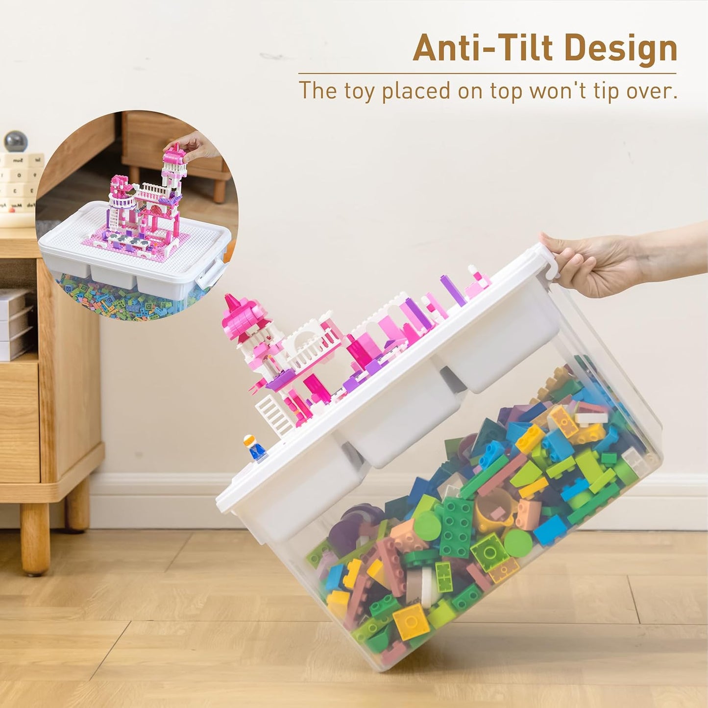 Citylife 17 QT Storage Box with Building Baseplate Lid and Removable Tray Office Organization Kitchen Organization Toy Storage Bead, Tool, Sewing, 2 Packs