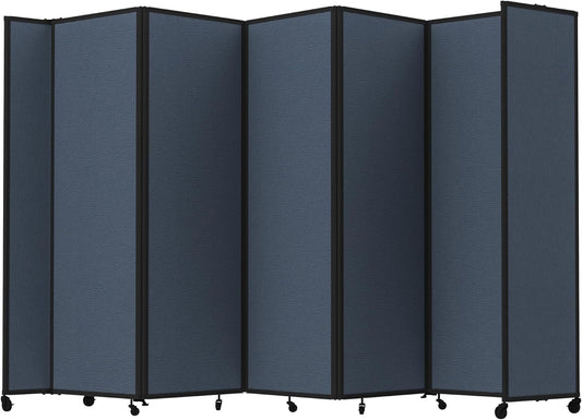 Versare Room Divider 360 Portable Wall Partition | Folding Panels | Large Freestanding Divider | Locking Wheels | Temporary Room Separator | 14' x 7'6'', Ocean
