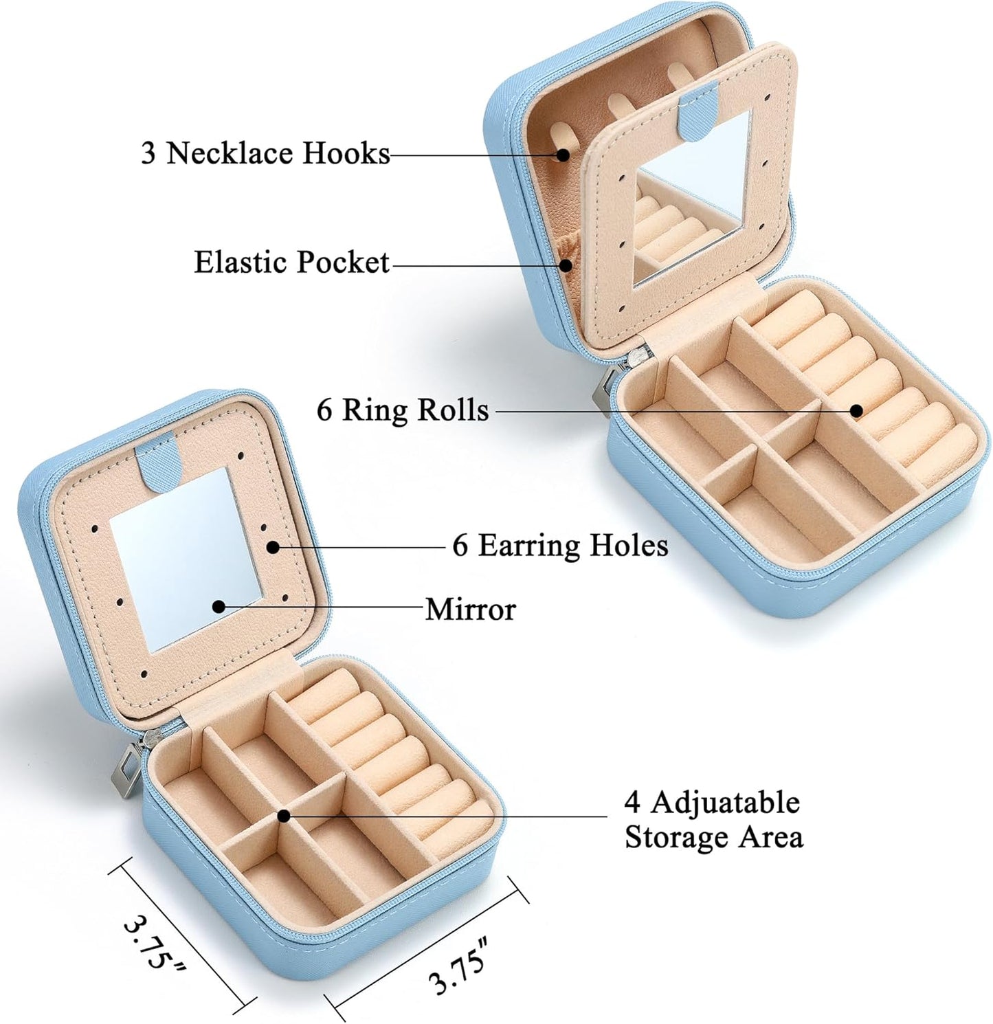 Parima Small Jewelry Box for Girls, Travel Initial Jewelry Boxs for Girls | Small Jewelry Organizer Box | Travel Jewelry Case Jewelry Organizer | Mini Jewelry Case - Letter G, Sky Blue