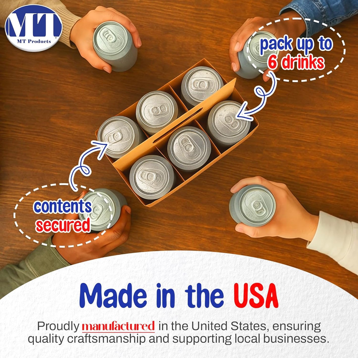 MT Products Brown 6 Pack Bottle Holder 12 oz. - Kraft Cardboard Bottle Carrier (Pack of 10) - Made in the USA