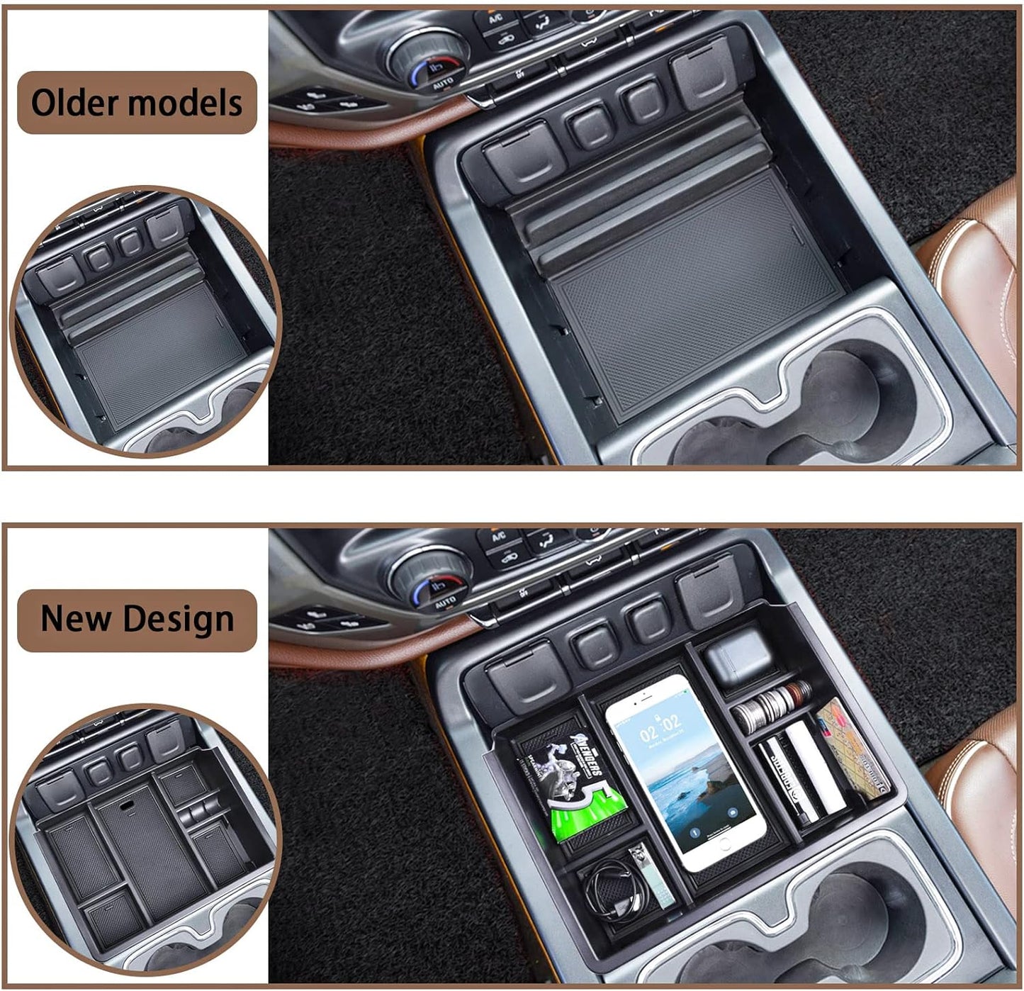 EDBETOS Center Console Organizer Tray Compatible with 2014-2018 Chevy Silverado/GMC Sierra 1500 Accessories 2015-2019 Silverado/Sierra 2500HD/3500HD Compartment Storage,Full Console w/Bucket Seat ONLY