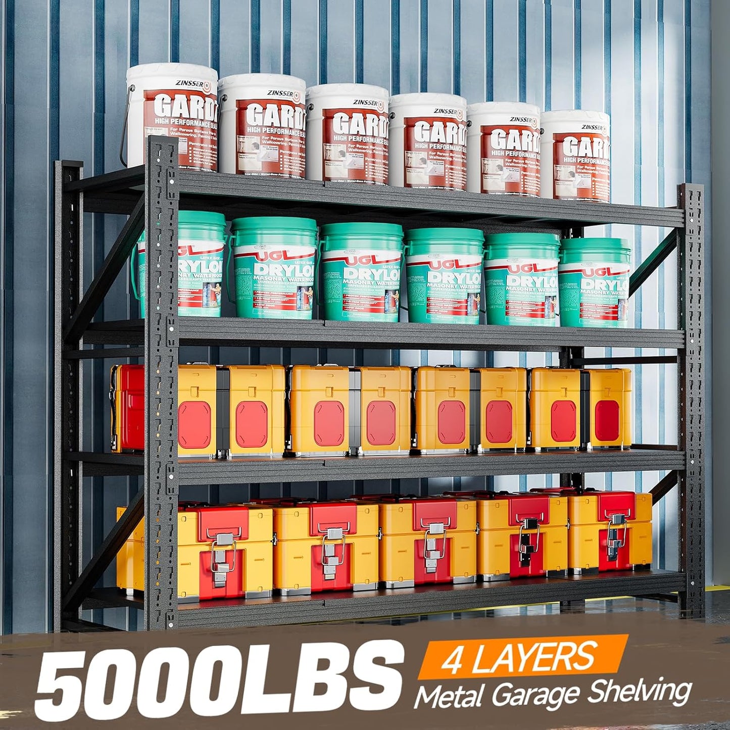 5000LBS Metal Garage Shelving Unit 60" W Storage Shelves Heavy Duty 4 Tier Adjustable Garage Storage Racks Industrial Shelving Utility Rack Shelf for Warehouse,Basement 60" Wx24 Dx70 H