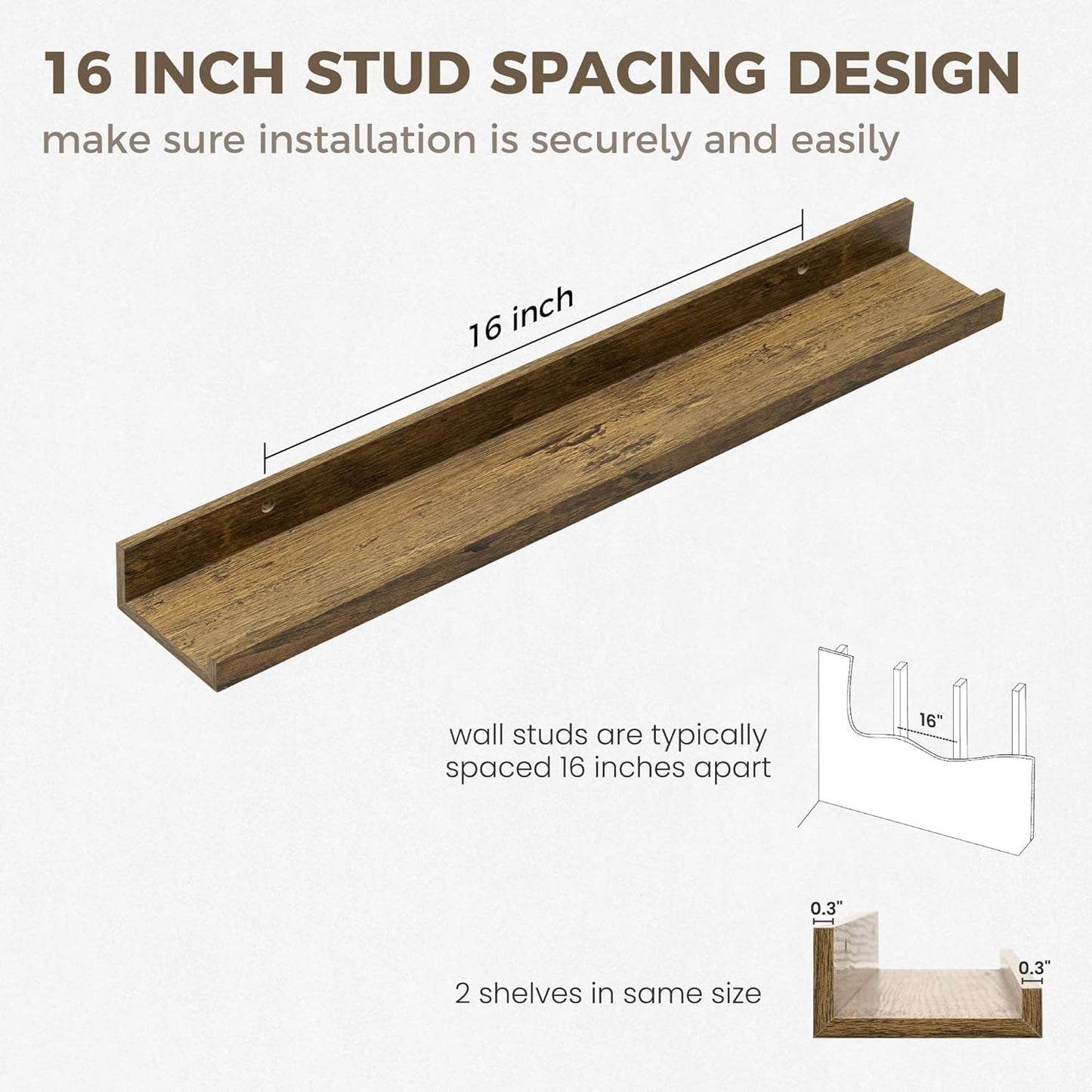 Axeman Floating Shelves for Wall - 24 Inch Picture Ledge Shelf Set of 2 - Rustic Picture Shelf for Wall with Ledge - Floating Shelves with Lip - Photo Ledge Shelves for Pictures Nursery Books