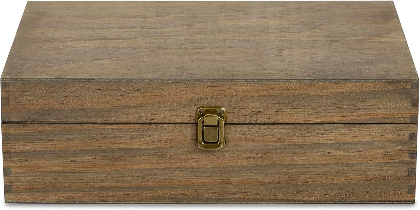 makerflo XL Dark Walnut Wood Memory Box (Pack of 12) with Hinged with Clasp, Black Felt Inside, Keepsake Wooden Box Ideal for Craft and Personalization (Laser Engraving, Epoxy, UV DTF, and Vinyl)