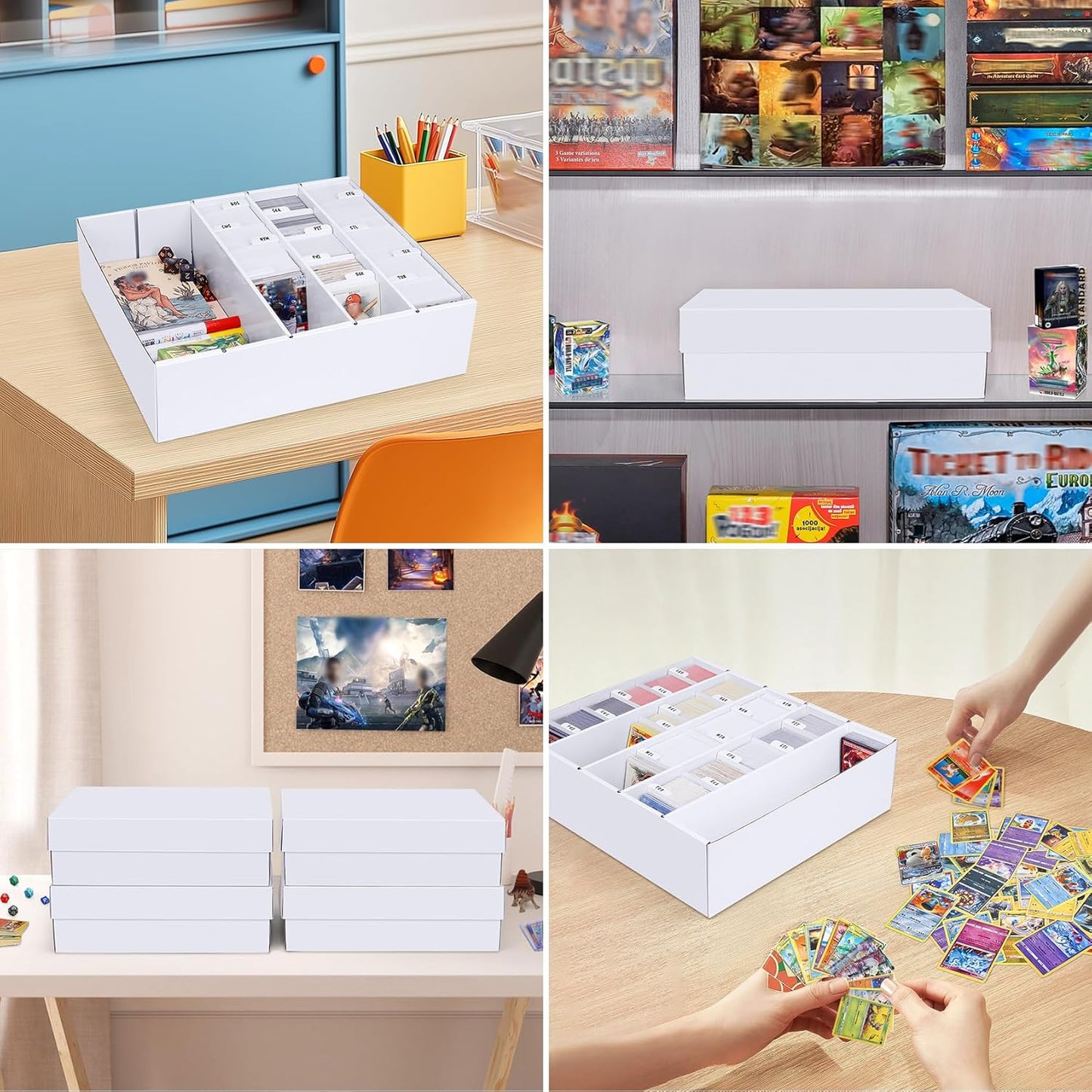 5 Row Trading Card Storage Box, 1 Pack Cardboard Storage Box with Divider for Mtg, Tcg, Sports Cards