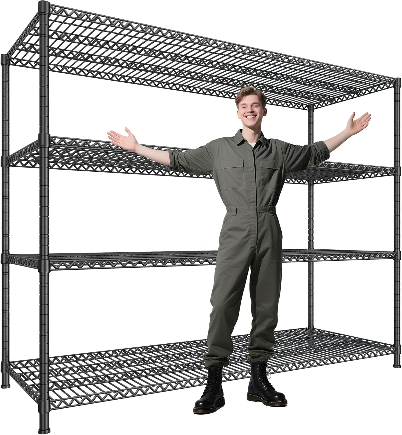2500 LBS Storage Shelves 68.1"W Wire Shelving Unit, Garage Shelving Heavy Duty, Adjustable Metal Shelving for Garage, Pantry, Kitchen, Basement, Warehouse, Business 68.1"W x 20.9"D x 70.9"H