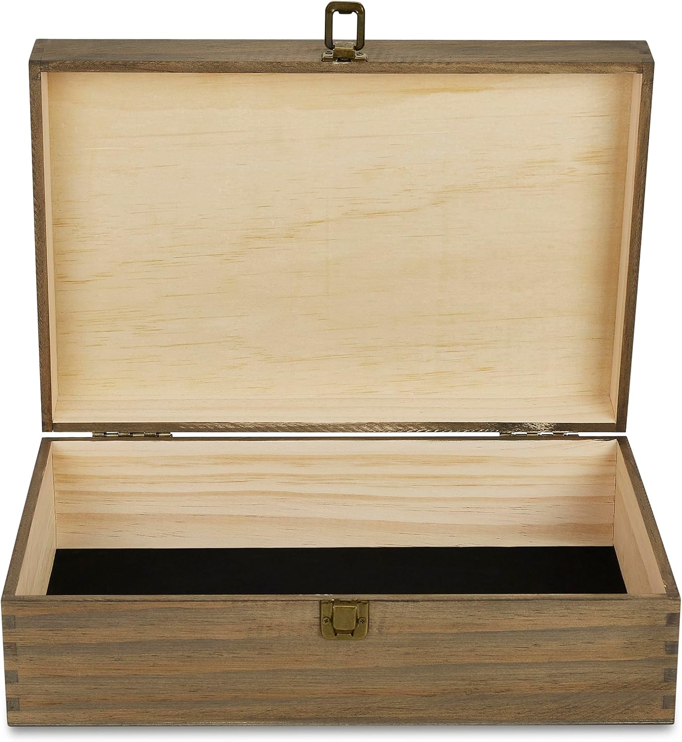 makerflo XL Dark Walnut Wood Memory Box (Pack of 12) with Hinged with Clasp, Black Felt Inside, Keepsake Wooden Box Ideal for Craft and Personalization (Laser Engraving, Epoxy, UV DTF, and Vinyl)