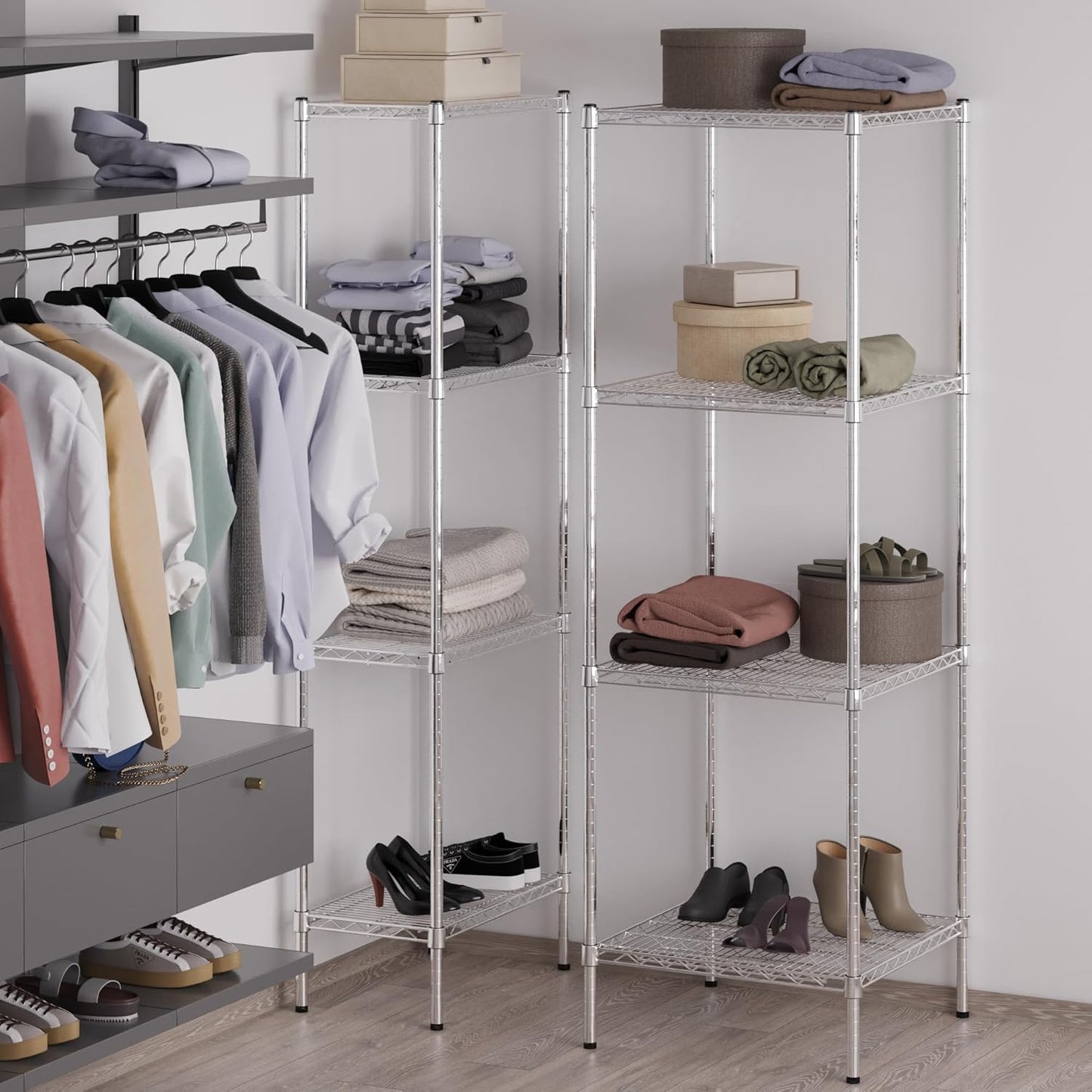 24" Deep x 24" Wide x 74" Height Wire Shelving Kit | 4-Tier | NSF Commercial Storage Rack Unit