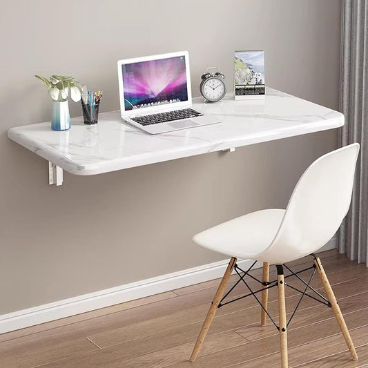 Wall Mounted Folding Table,Floating Wall Desk for Small Spaces,Functional Hanging Desk for Home Office Computer Workstation,Study Work Bench, Laundry Room, Kitchen Dining(White 31.5×19.7inch