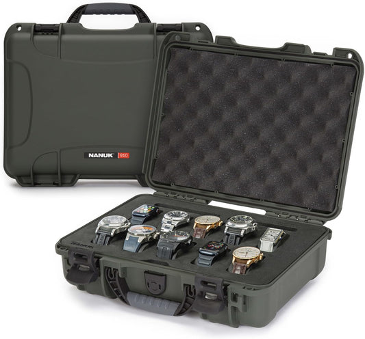 NANUK 910 Waterproof Watch Case with Foam Insert, Olive