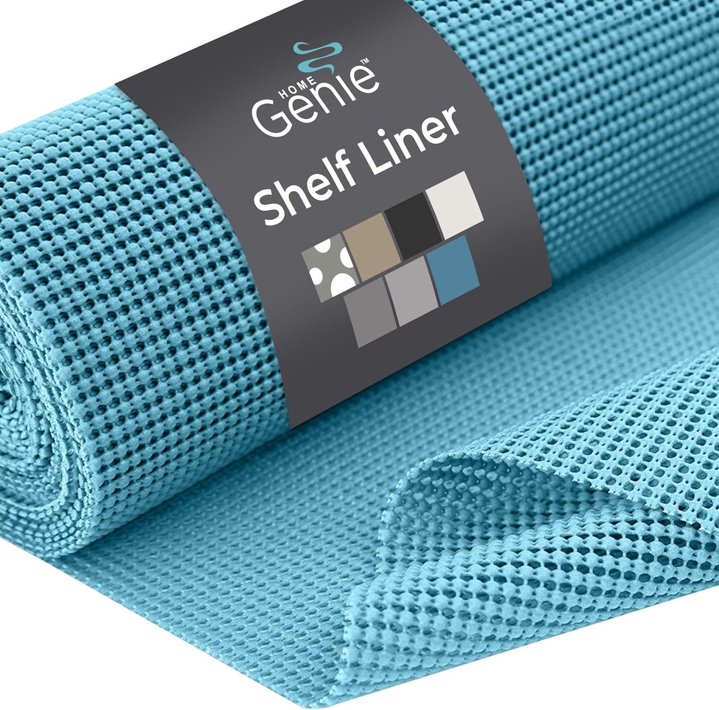 HOME GENIE Shelf Drawer and Cabinet Liner, Durable with Strong Grip, 12 in x 20 FT, Non Adhesive Liners Protect Kitchen Cabinets and Cupboard, Pantry, Bathroom Drawers and Shelves, Desks, Teal