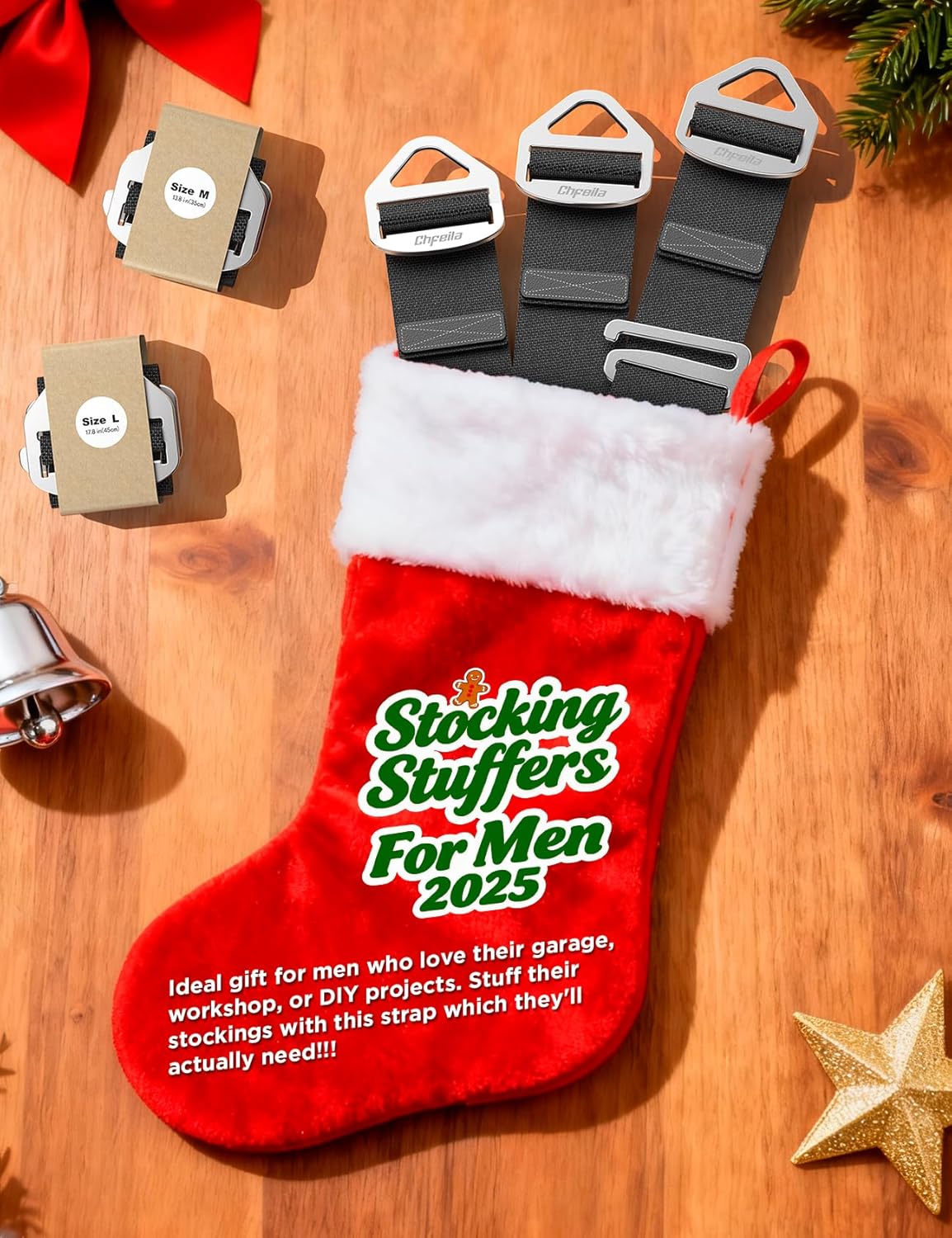 2025 Stocking Stuffers for Men, 6 Pack One Hand Operate Gravity Tighten Extension Cord Holder Organizer, Hose Rope Storage Straps, Workshop Garage Organization Gadgets Tools, Christmas Gifts for Dad