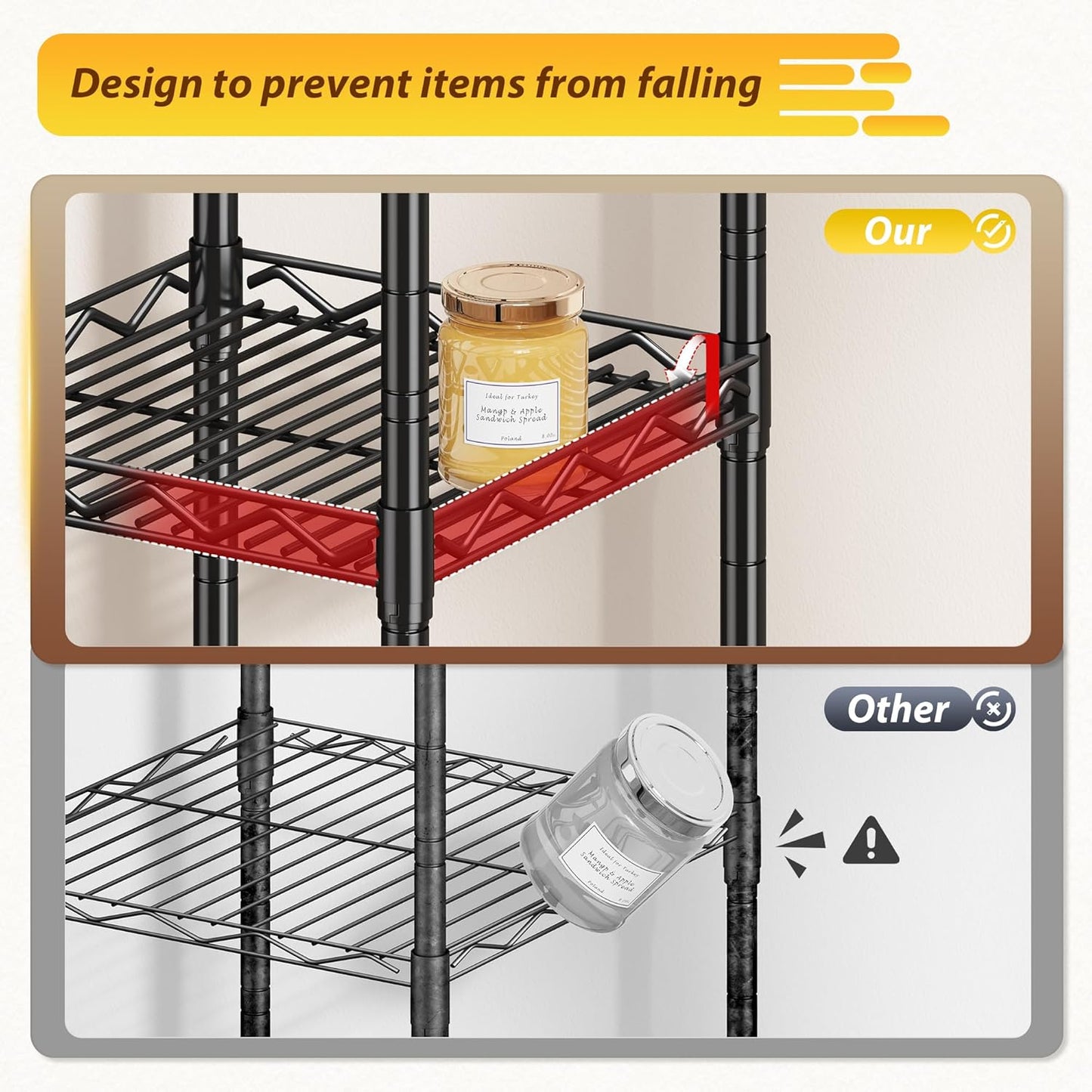 5 Tier Metal Shelving Unit Wire Shelves Storage Rack:Adjustable Storage Shelves Standing Bathroom Shelf and Narrow Shelf for Laundry Dorm Kitchen Pantry Closet Office 12''Wx12''Dx49''H Black