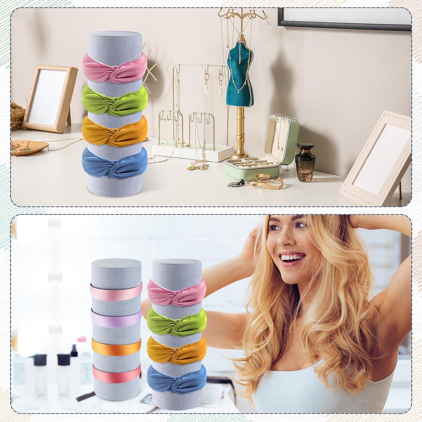 Geetery 2 Pcs Vertical Headband Holder Organizer Hairband Display Stand Headband Stand for Women Hair Hoop Accessories(Gray)