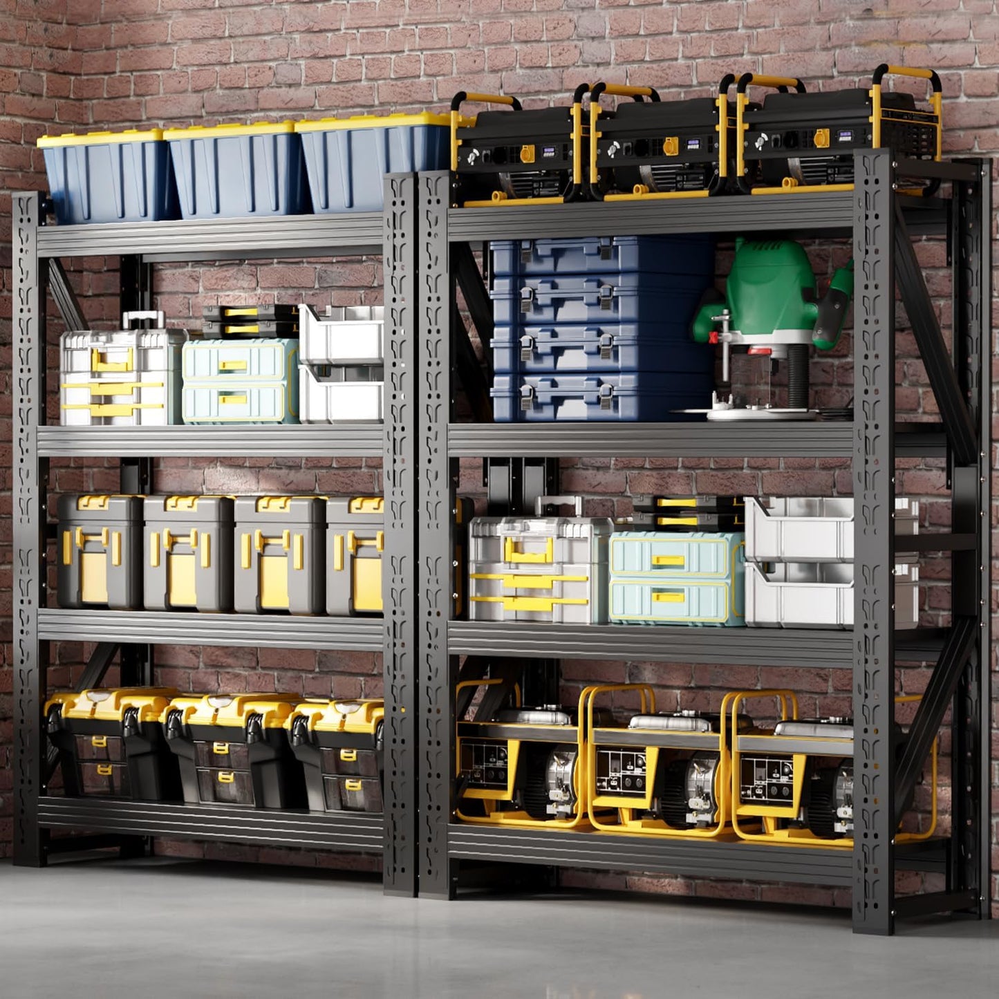 32" W Garage Shelving,4-Tier Heavy Duty Storage Shelves Unit with Adjustable Metal Shelf for Warehouse,Basement,Workshop,3200LBS,32" W x 20" D x 79" H,Black