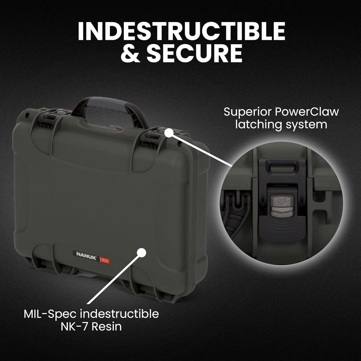 NANUK 910 Waterproof Watch Case with Foam Insert, Olive