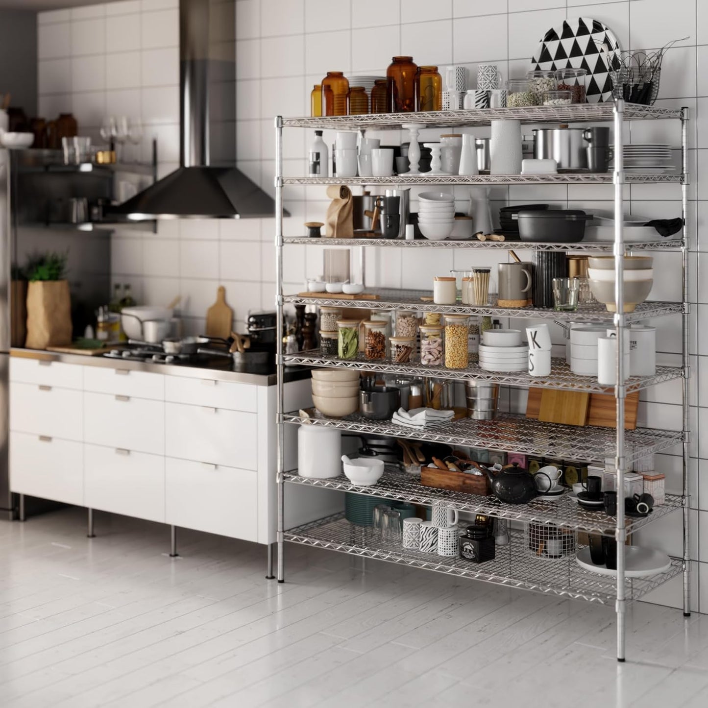 24" Deep x 60" Wide x 74" Height Wire Shelving Kit | 8-Tier | NSF Commercial Storage Rack Unit